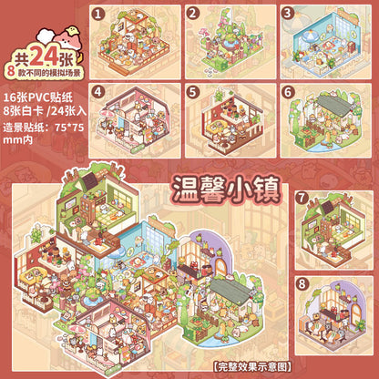 Warm Settlement DIY 3D Scene Stickers Collection - 2 Cute Miniature Scenes