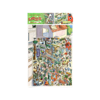 Suspended Floating City DIY 3D Scene Sticker Collection - 2 lovely Miniature Scenes