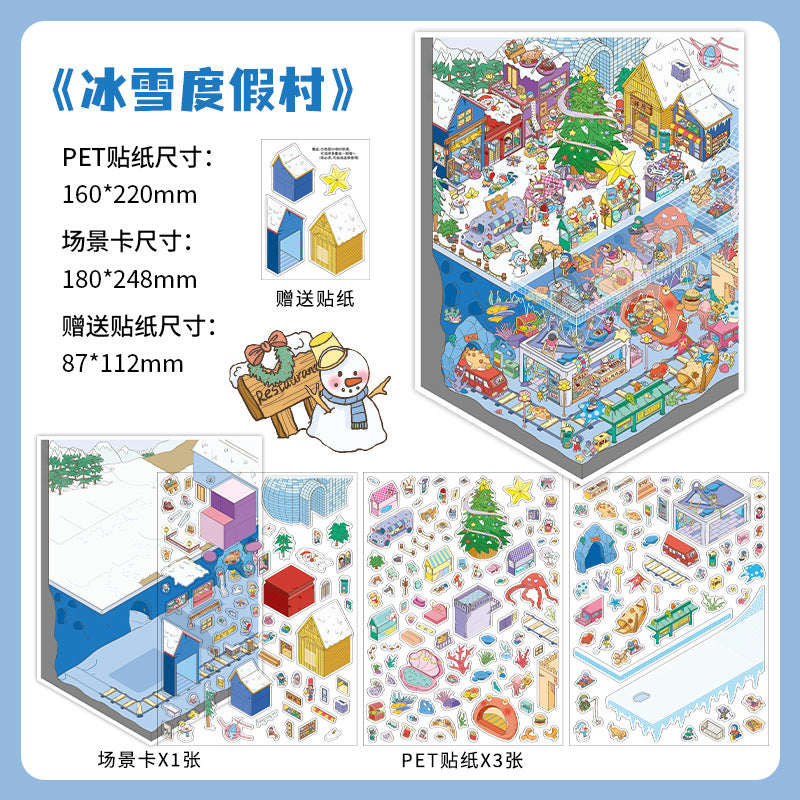 Ice & Snow Resort DIY 3D Scene Sticker lovely Miniature Scene