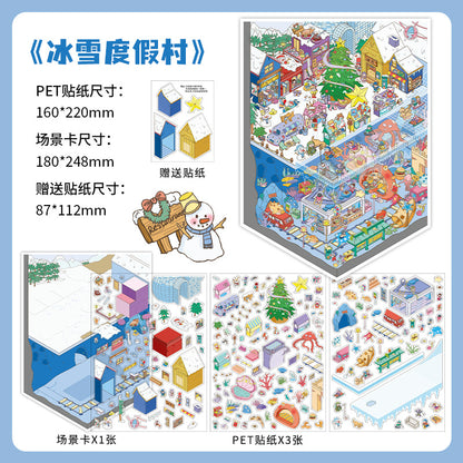 Ice & Snow Resort DIY 3D Scene Sticker lovely Miniature Scene