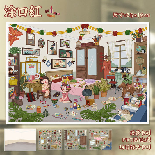 YL160 Ordinary Moments DIY 3D Scene Stickers Collection- 2 Cute Miniature Scenes