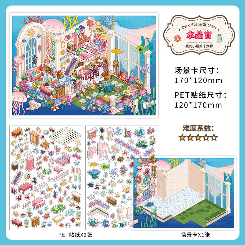 Fairy Tale Fantasy Chamber DIY 3D Scene Sticker Collection - 4 Cute Miniature Scenes
