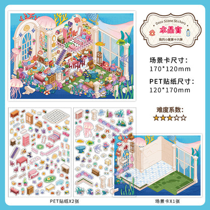 Fairy Tale Fantasy Chamber DIY 3D Scene Sticker Collection - 4 Cute Miniature Scenes