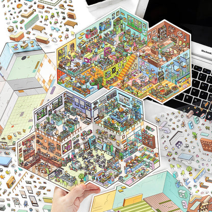 Daily Town DIY 3D Scene Sticker Collection - 2 lovely Miniature Scenes