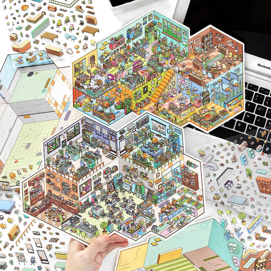Daily Town DIY 3D Scene Sticker Collection - 2 lovely Miniature Scenes
