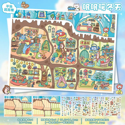 YL160 Wonderful Little World DIY 3D Scene Stickers Collection- 6 Cute Miniature Scenes