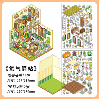 Four Warm Corners DIY 3D Scene Sticker Collection - 4 Cute Miniature Scenes