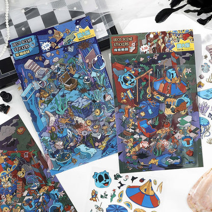 Old Ruins Illusion Club DIY 3D Scene Sticker Collection - 2 Cute Miniature Scenes