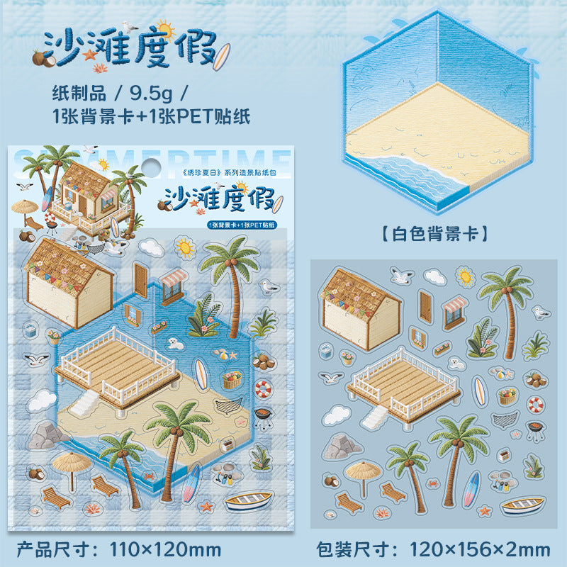 Xiuzhen Spring B  Creative DIY 3D Scene Stickers Collection- 4 Cute Miniature Scenes