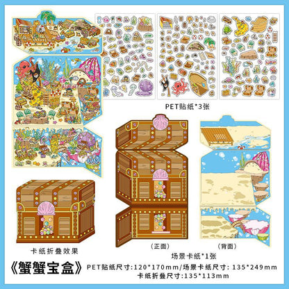 Wonderland Treasure Club DIY 3D Scene Sticker Collection - 4 Cute Miniature Scenes