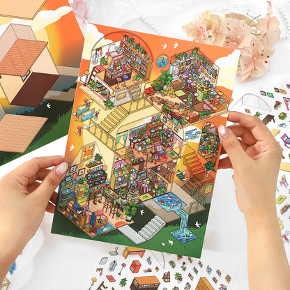 Sunset Platform DIY 3D Scene Stickers lovely Miniature Scene