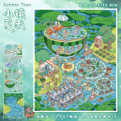 YL160 Timeless Dreams DIY 3D Scene Stickers Collection- 9 Cute Miniature Scenes
