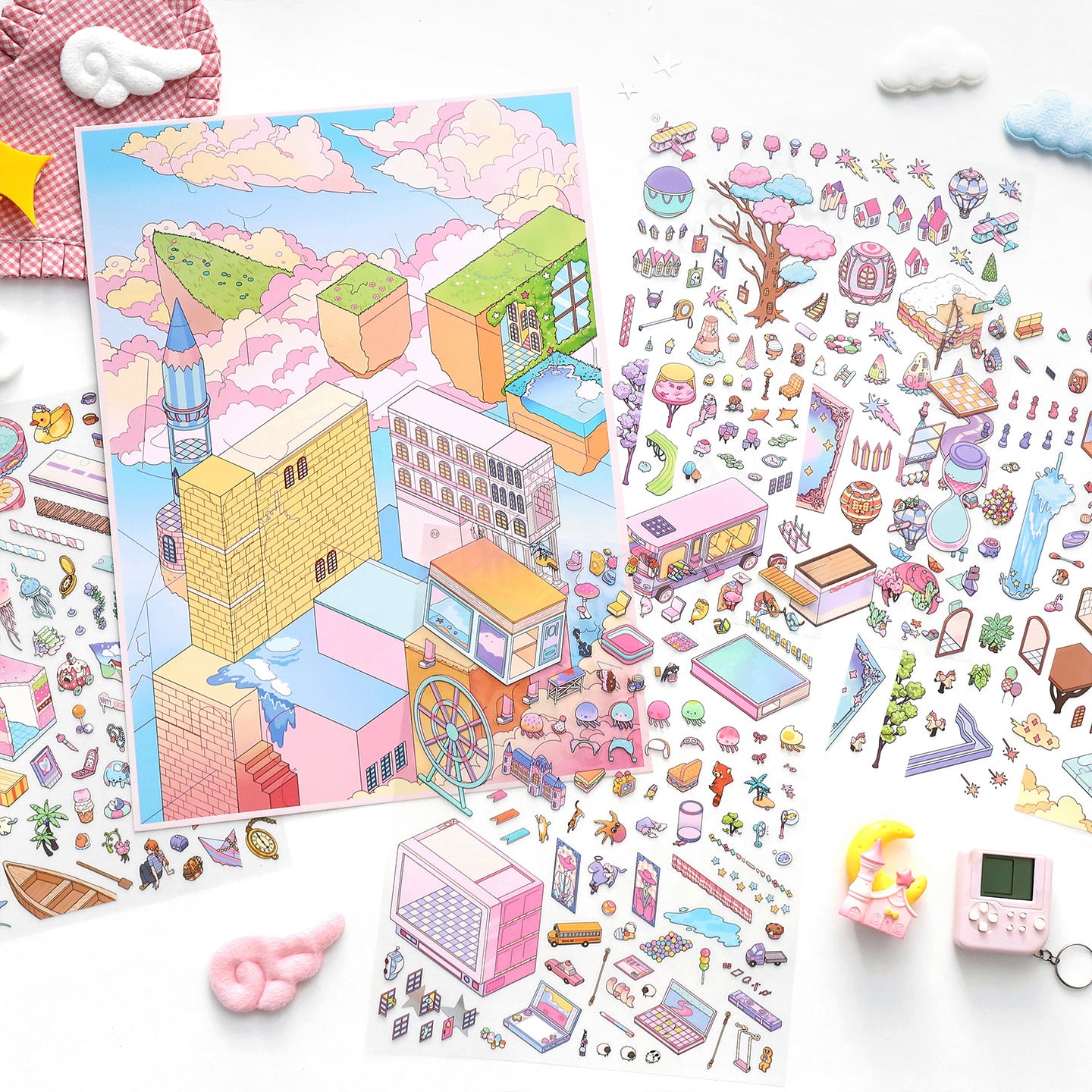 Fantasy City DIY 3D Scene Stickers lovely Miniature Scene