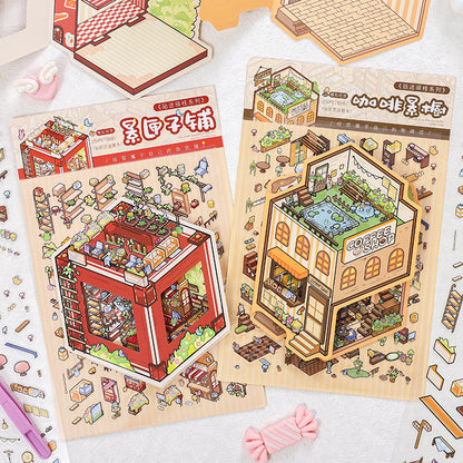Scenic Treasure Shop DIY 3D Scene Sticker Collection - 2 lovely Miniature Scenes