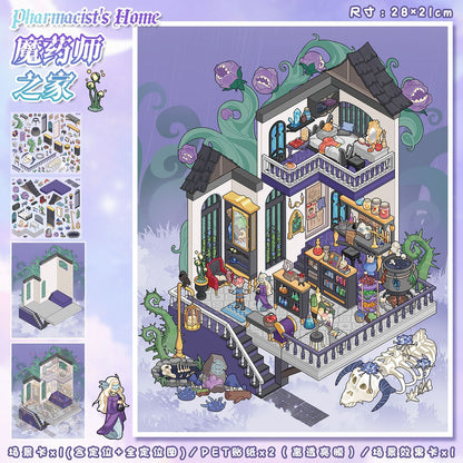 YL160 Adventurer's Cottage DIY 3D Scene Stickers Collection- 7 Cute Miniature Scenes