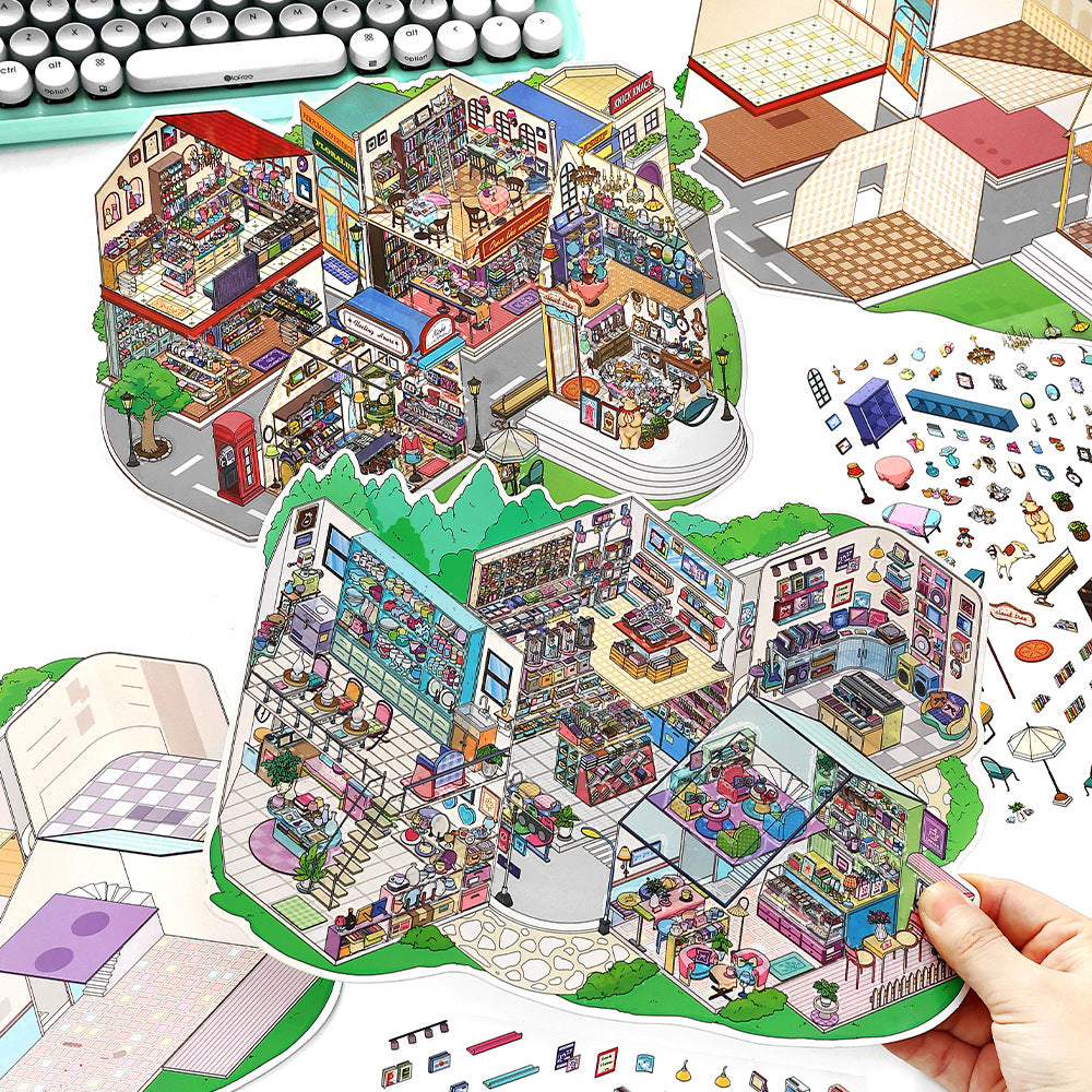 Street of Human Life DIY 3D Scene Stickers Collection- 2 Cute Miniature Scenes