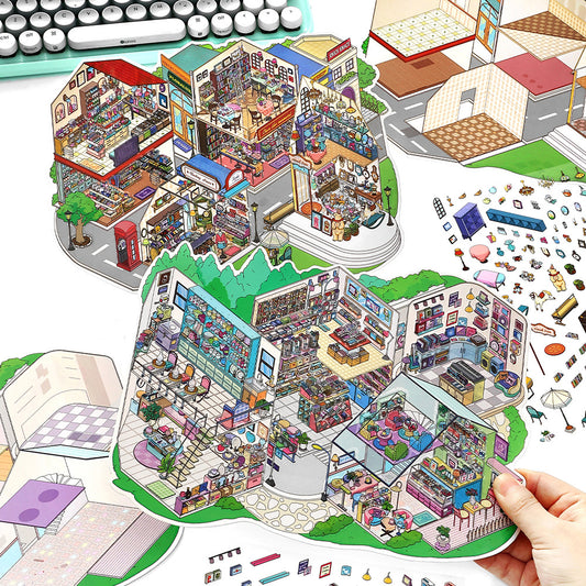Street of Human Life DIY 3D Scene Stickers Collection- 2 Cute Miniature Scenes
