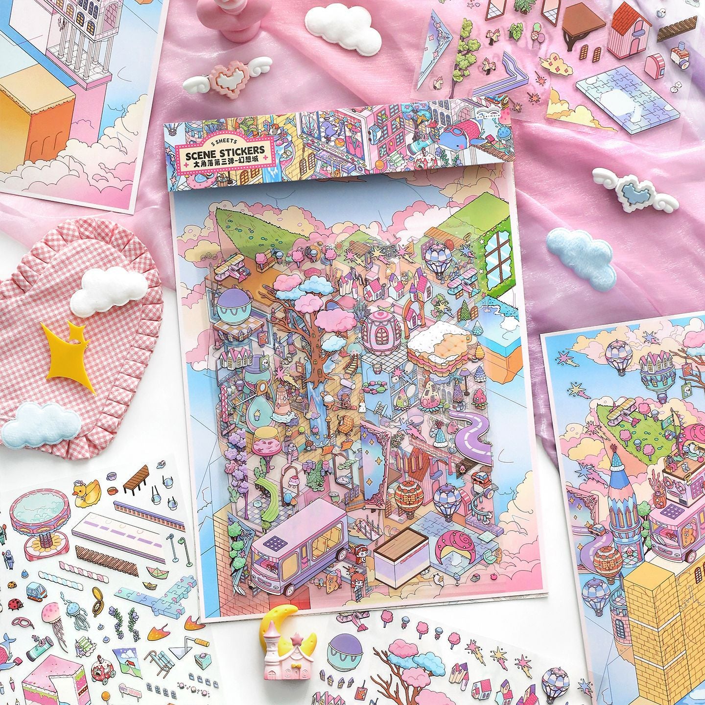 Fantasy City DIY 3D Scene Stickers lovely Miniature Scene
