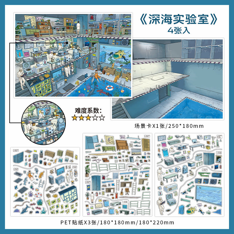 Secret‑land Exploration Zone DIY 3D Scene Sticker Collection - 2 lovely Miniature Scenes