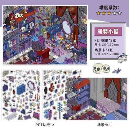 Alternative Style Room DIY 3D Scene Sticker Collection - 4 Cute Miniature Scenes