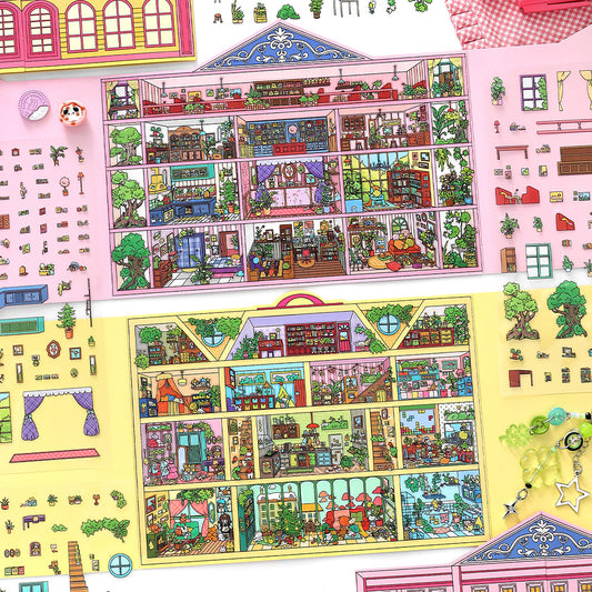 Sweet Dream Residential Community DIY 3D Scene Stickers Collection- 2 Cute Miniature Scenes