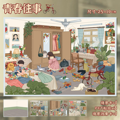YL160 Timeless Dreams DIY 3D Scene Stickers Collection- 9 Cute Miniature Scenes