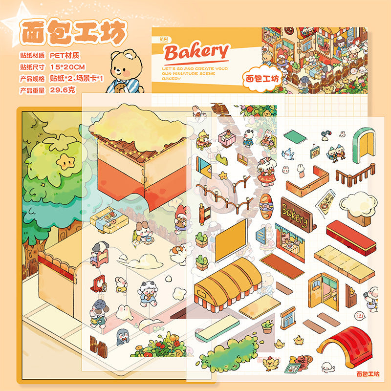Bakery  DIY 3D Scene Stickers lovely Miniature Scene