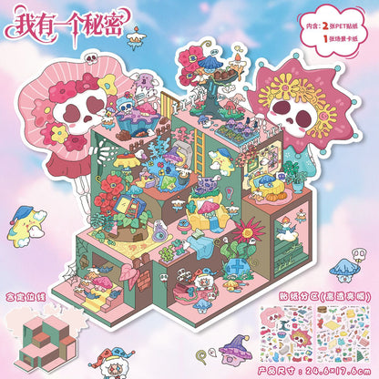 YL160 Miniature Dreamscapes DIY 3D Scene Stickers Collection- 4 Cute Miniature Scenes