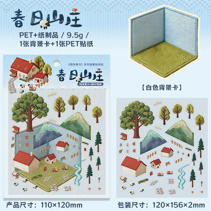 Xiuzhen Spring A  Creative DIY 3D Scene Stickers Collection- 4 Cute Miniature Scenes