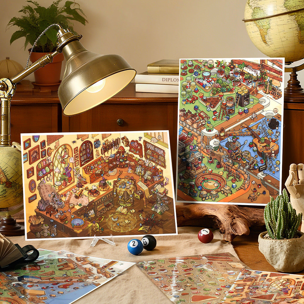 Post-Apocalyptic Ruin DIY 3D Scene Sticker Collection - 2 lovely Miniature Scenes