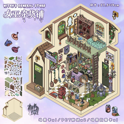 YL160 Corner Adventures DIY 3D Scene Stickers Collection- 5 Cute Miniature Scenes