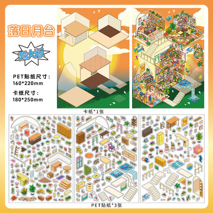 Sunset Platform DIY 3D Scene Stickers lovely Miniature Scene