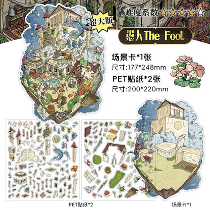 Tarot Archetype DIY 3D Scene Sticker Collection - 4 Cute Miniature Scenes