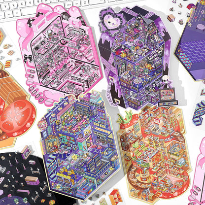 Bizarre City Workshop DIY 3D Scene Sticker Collection - 4 Cute Miniature Scenes