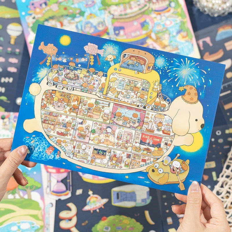 Cute Vessel Fantasy Collection DIY 3D Scene Sticker Collection - 2 lovely Miniature Scenes