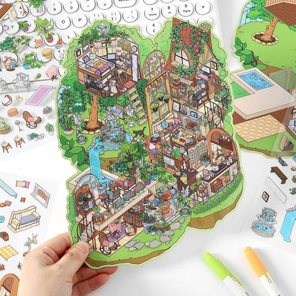 Wood Wave Dwelling DIY 3D Scene Sticker Collection - 2 lovely Miniature Scenes