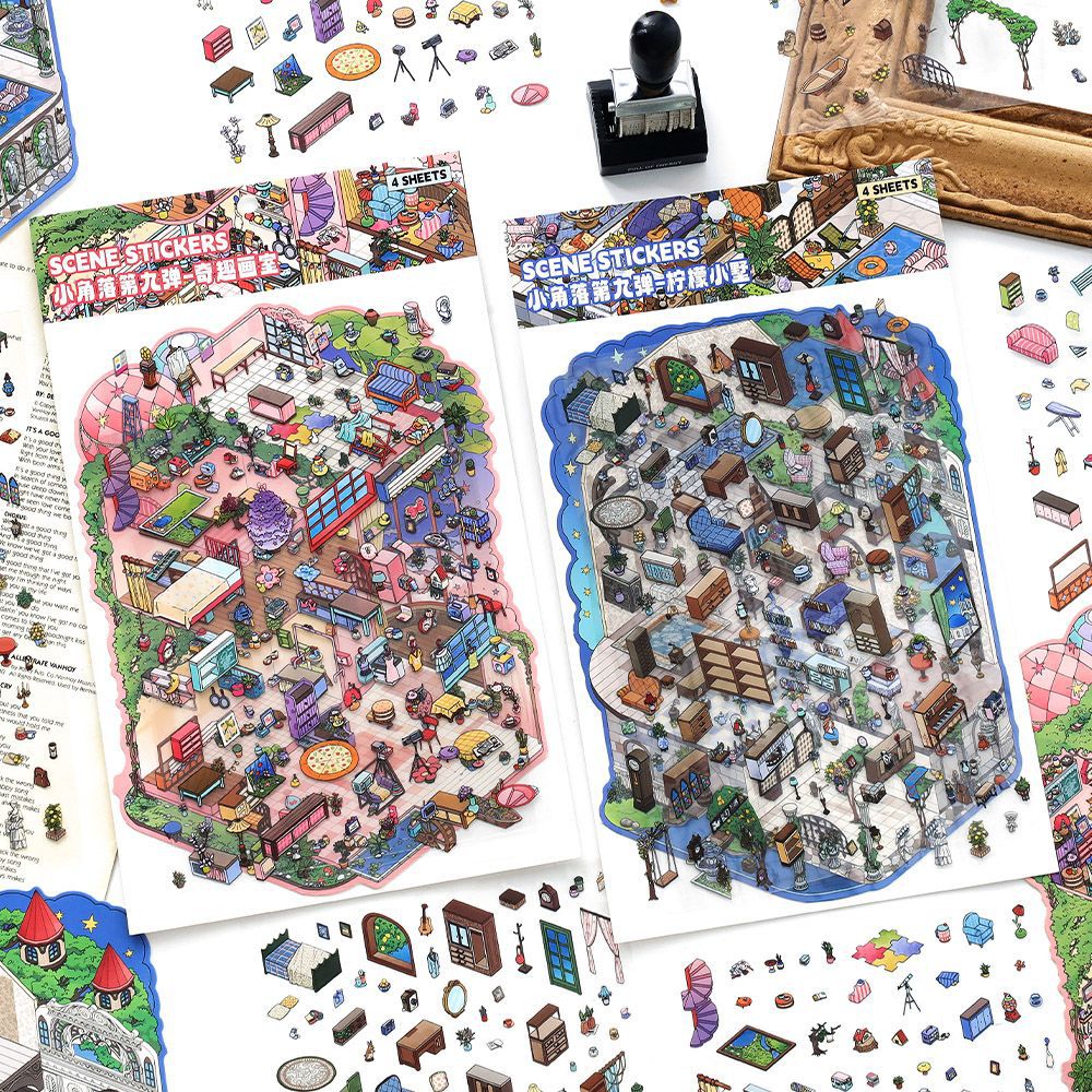 Fun Retreat DIY 3D Scene Stickers Collection - 2 Cute Miniature Scenes