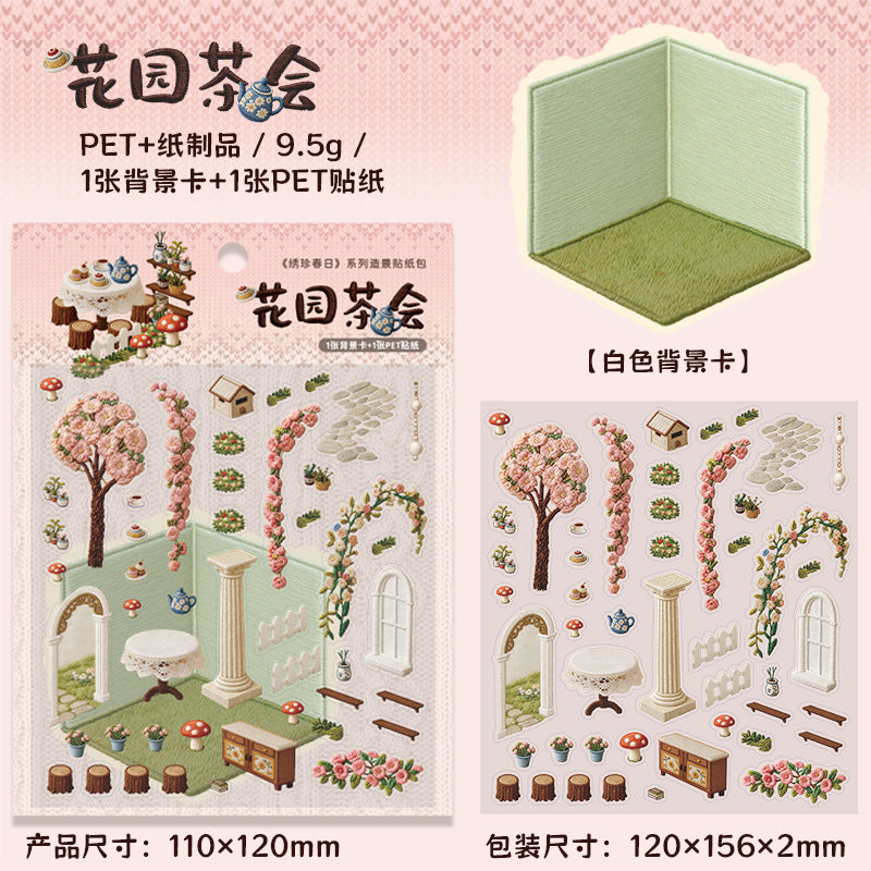 Xiuzhen Spring A  Creative DIY 3D Scene Stickers Collection- 4 Cute Miniature Scenes