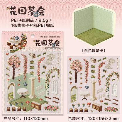Xiuzhen Spring A  Creative DIY 3D Scene Stickers Collection- 4 Cute Miniature Scenes