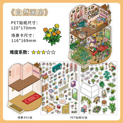 My Little House DIY 3D Scene Sticker Collection - 4 Cute Miniature Scenes