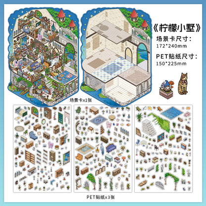 Fun Retreat DIY 3D Scene Stickers Collection - 2 Cute Miniature Scenes