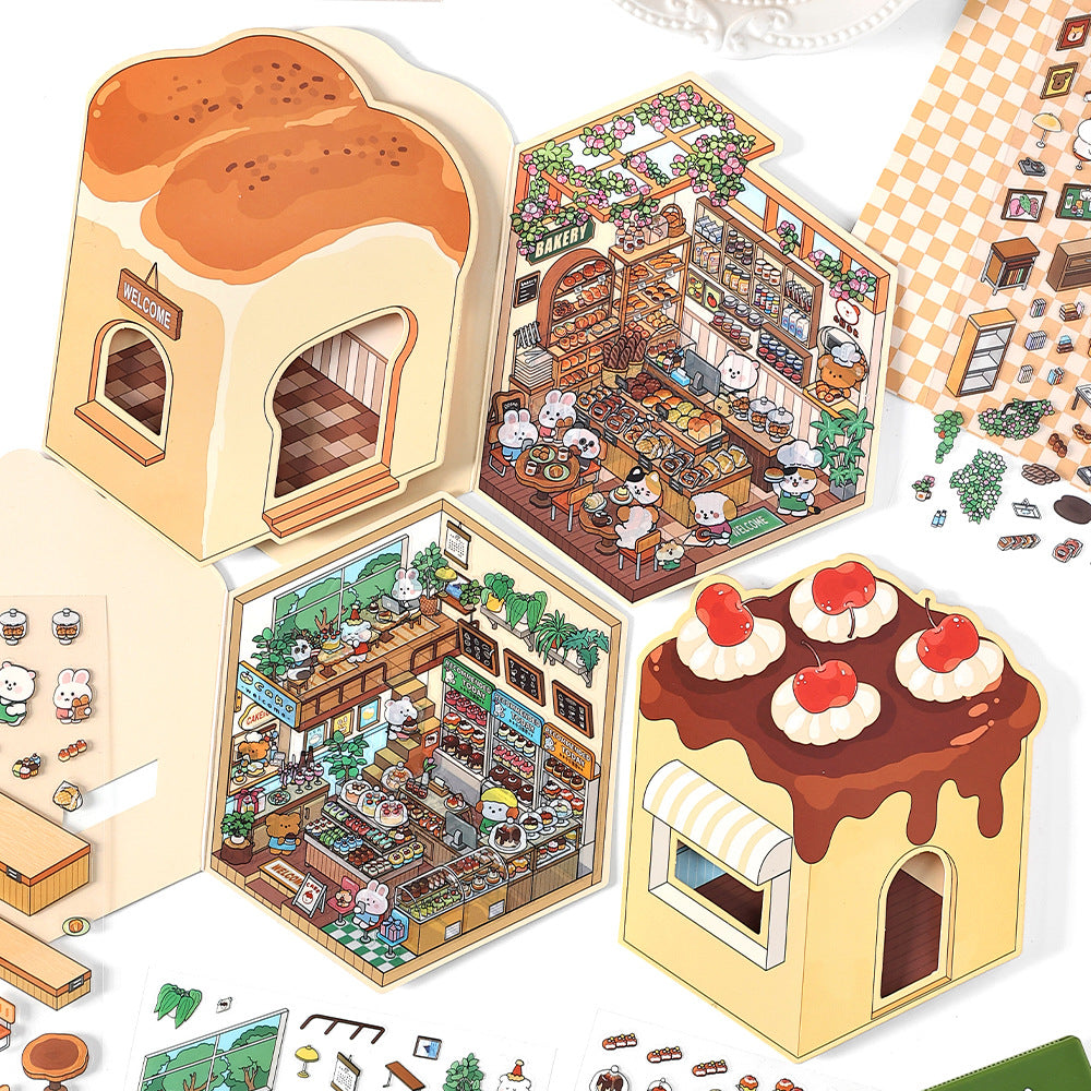 Morning Eatery DIY 3D Scene Sticker Collection - 4 Cute Miniature Scenes