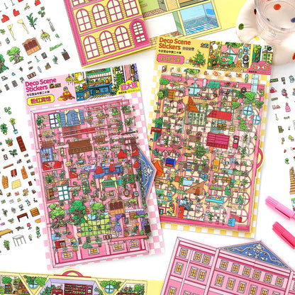 Sweet Dream Residential Community DIY 3D Scene Stickers Collection- 2 Cute Miniature Scenes