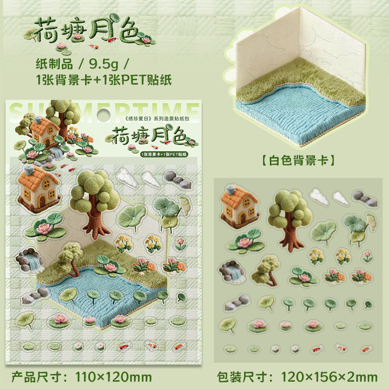 Xiuzhen Spring B  Creative DIY 3D Scene Stickers Collection- 4 Cute Miniature Scenes