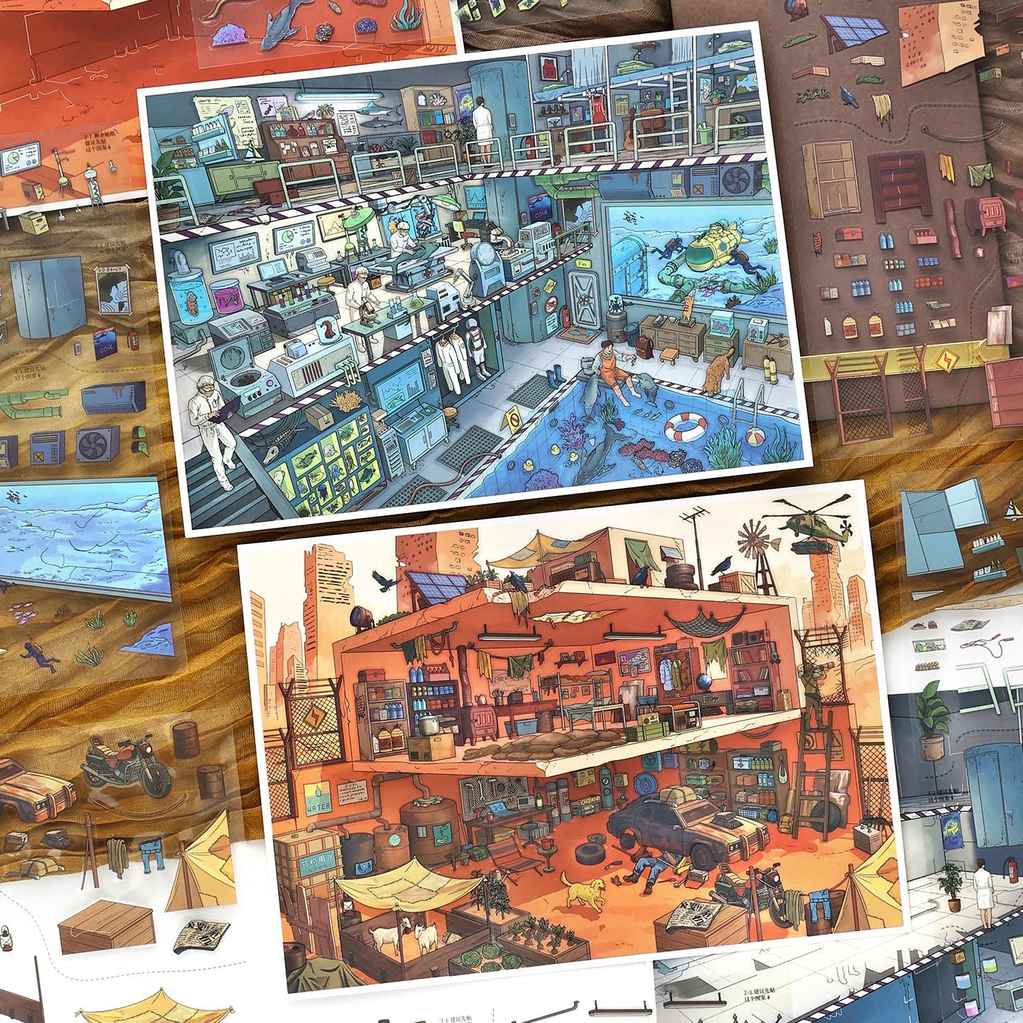 Secret‑land Exploration Zone DIY 3D Scene Sticker Collection - 2 lovely Miniature Scenes