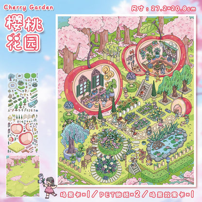 YL160 Timeless Dreams DIY 3D Scene Stickers Collection- 9 Cute Miniature Scenes