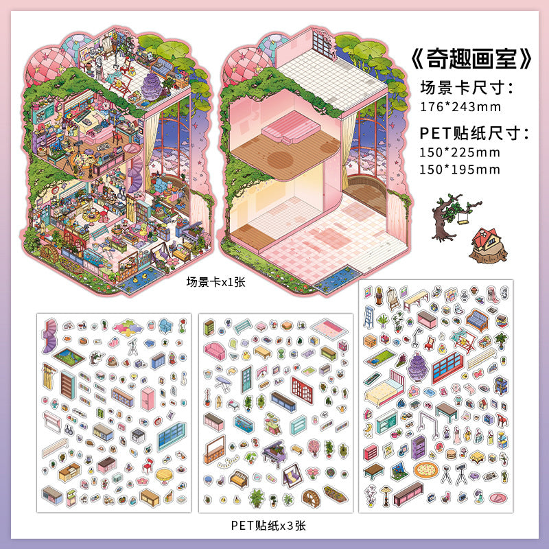Fun Retreat DIY 3D Scene Stickers Collection - 2 Cute Miniature Scenes
