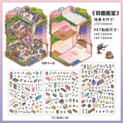 Fun Retreat DIY 3D Scene Stickers Collection - 2 Cute Miniature Scenes