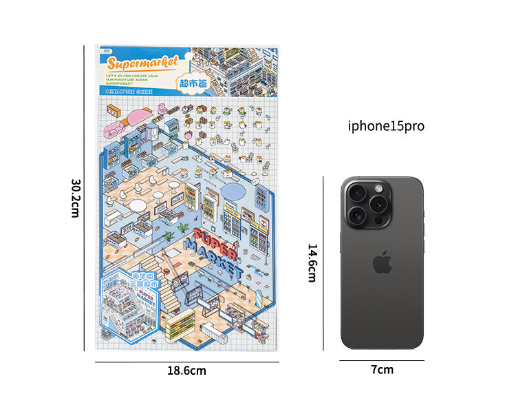 City Blocks 3D Scene Sticker Collection - 4 Cute Miniature Scenes