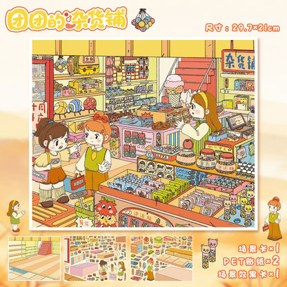 YL160 Sweet Dream Cottages DIY 3D Scene Stickers Collection- 6 Cute Miniature Scenes
